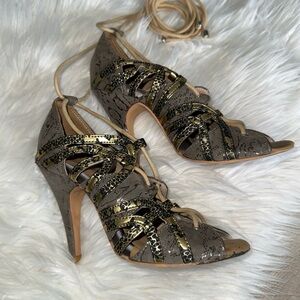 Gray and Gold Intricate Heels - Salsa & Bachata Heels